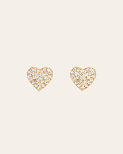 Diamond Heart Stud Earrings