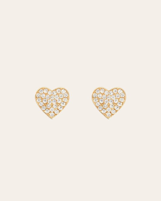 Diamond Heart Stud Earrings