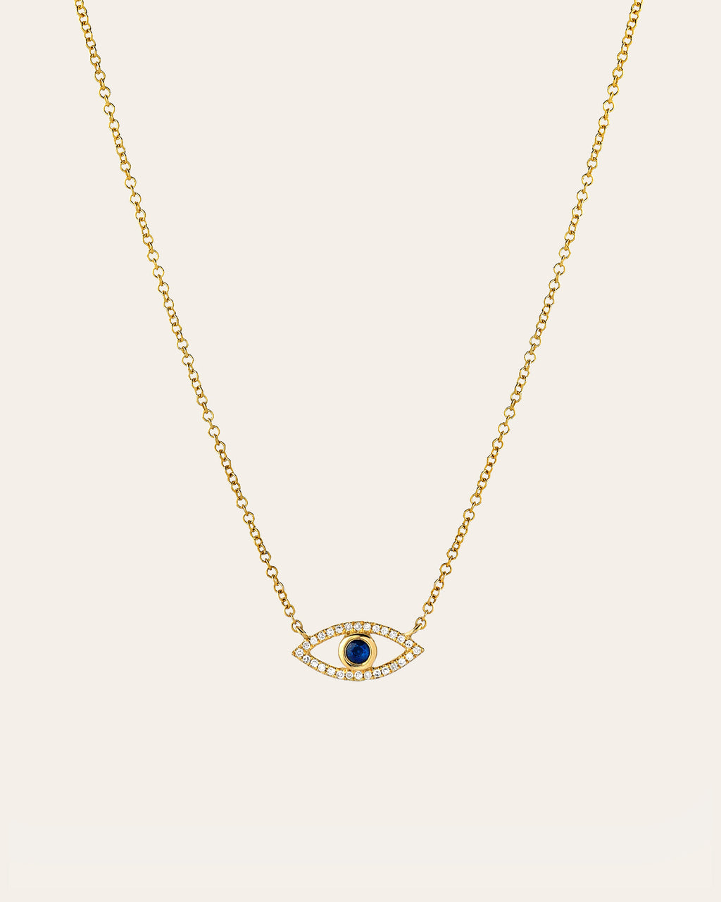 Diamond & Sapphire Evil Eye Necklace