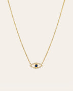 Diamond & Sapphire Evil Eye Necklace