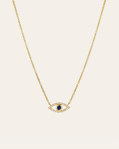 Diamond & Sapphire Evil Eye Necklace