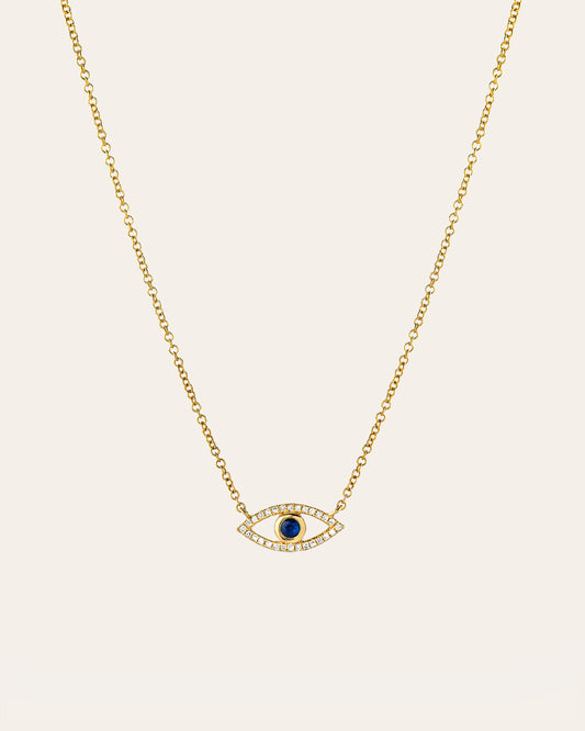 Diamond & Sapphire Evil Eye Necklace