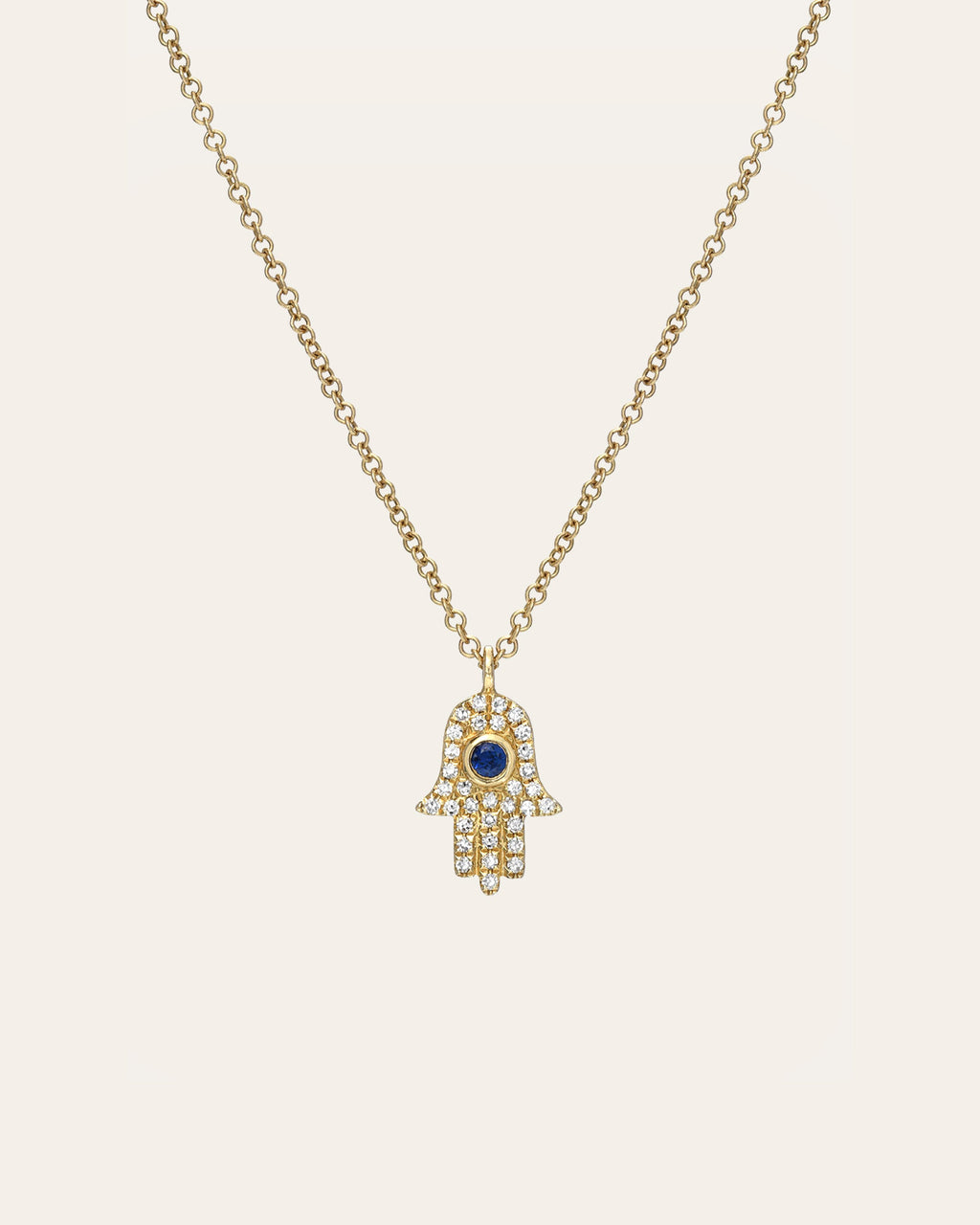 Diamond & Sapphire Hamsa Necklace