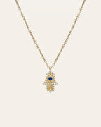 Diamond & Sapphire Hamsa Necklace