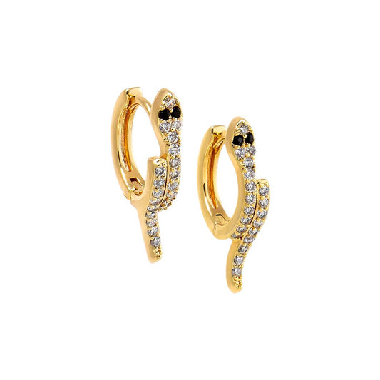 Colored Eye Snake Huggie Earring