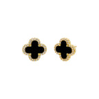 Pavé Outlined Four Leaf Clover Stud Earring