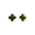 Pavé Outlined Four Leaf Clover Stud Earring