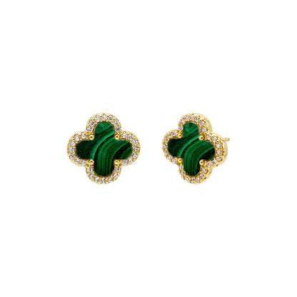 Pavé Outlined Four Leaf Clover Stud Earring