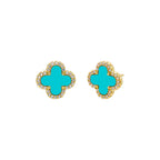 Pavé Outlined Four Leaf Clover Stud Earring