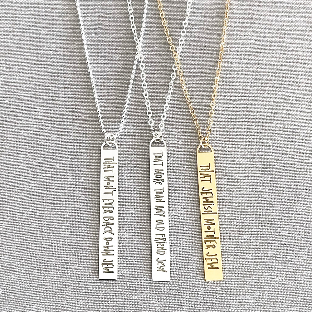 That "Define Who You Are Jew" Vertical Bar Necklace