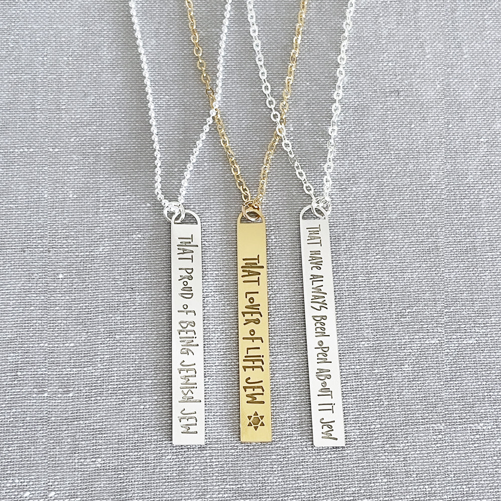 That "Define Who You Are Jew" Vertical Bar Necklace