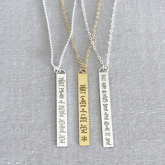 That "Define Who You Are Jew" Vertical Bar Necklace