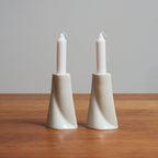 Porcelain Glazed Shabbat Candlesticks