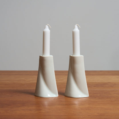 Porcelain Glazed Shabbat Candlesticks