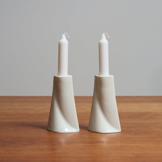 Porcelain Glazed Shabbat Candlesticks