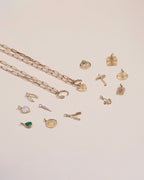 14k Gold Large Paper Clip Chain with Snake Enhancer Necklace