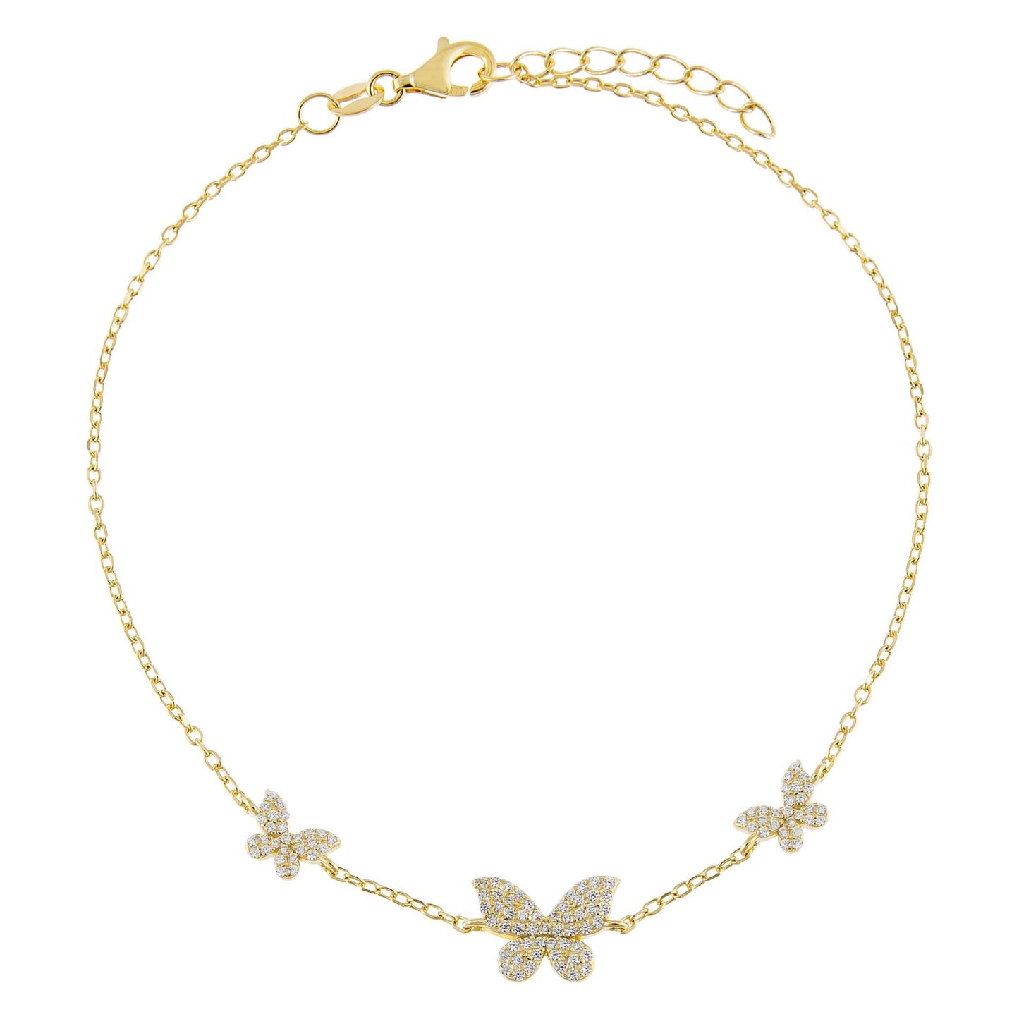 Pavé Triple Butterfly Anklet