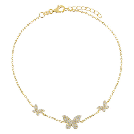 Pavé Triple Butterfly Anklet