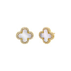 Pavé Outlined Four Leaf Clover Stud Earring