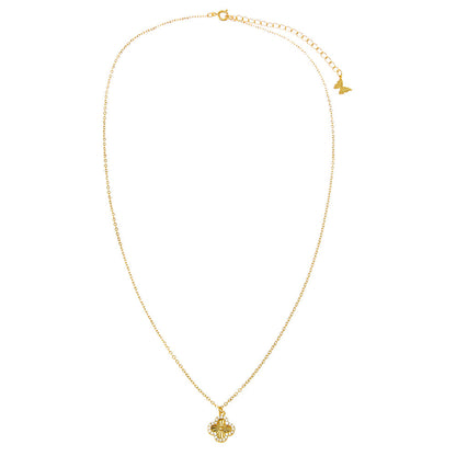 Pavé Outlined Ridged Clover Pendant Necklace
