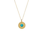 Round Turquoise Stone Coin Necklace