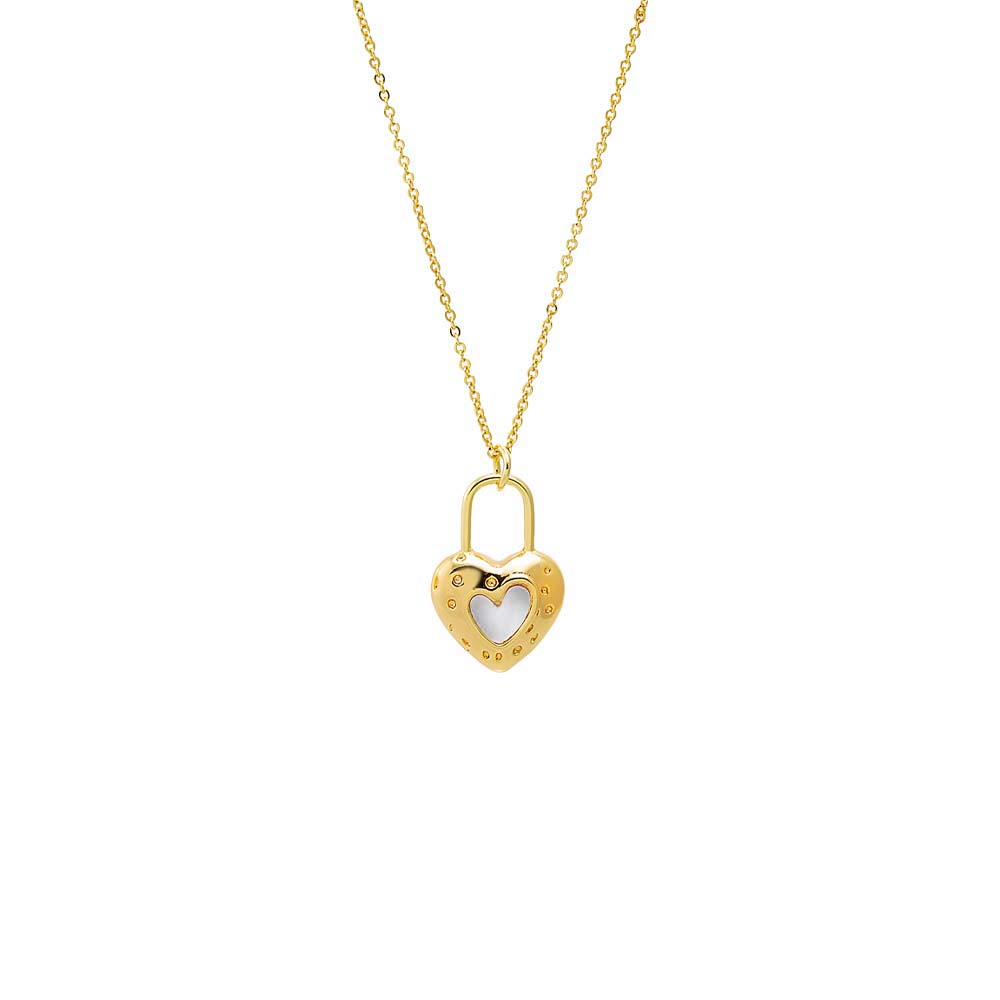 Heart Cutout Lock Shape Pendant Necklace