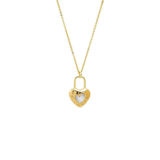 Heart Cutout Lock Shape Pendant Necklace