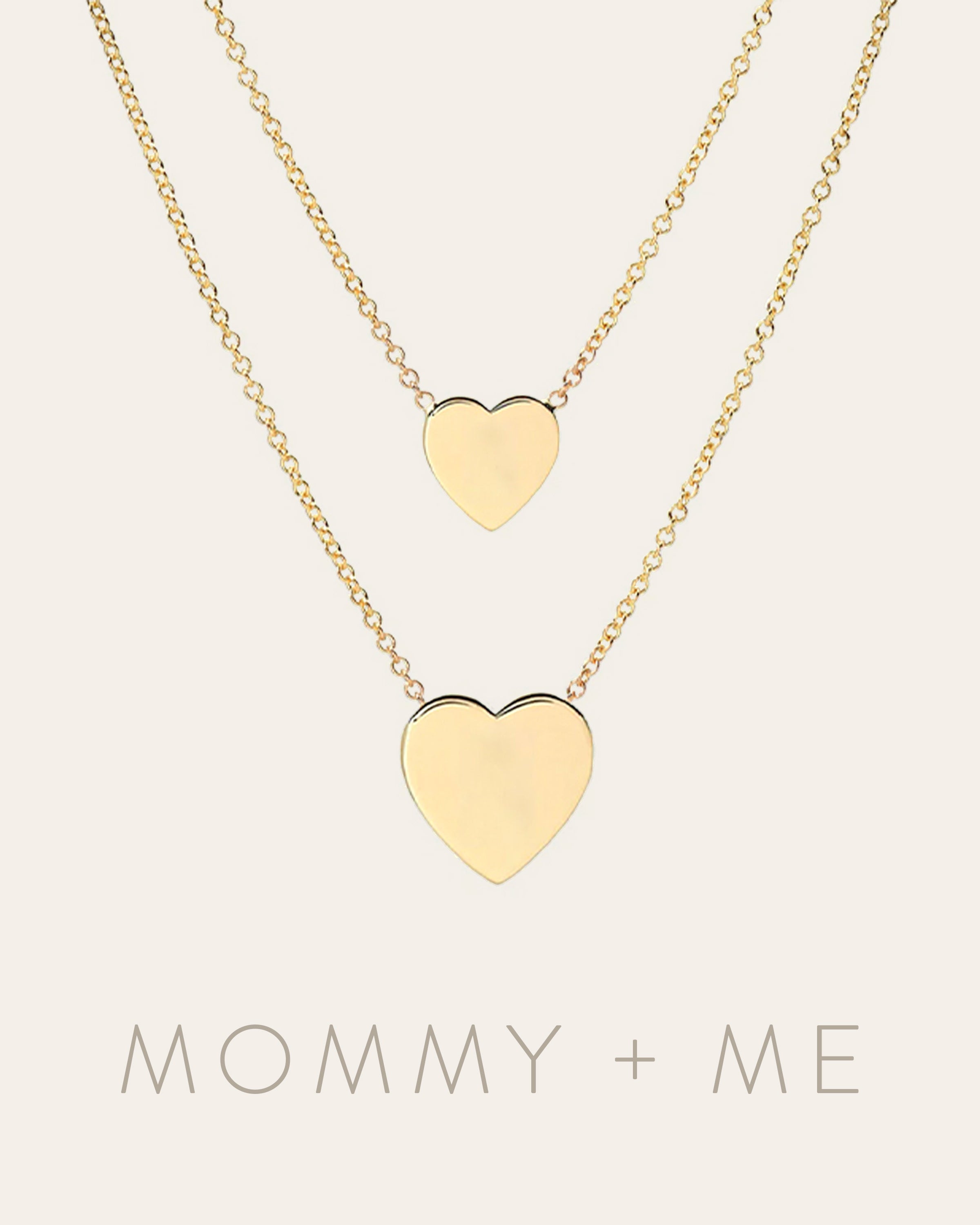 14K Gold Heart Necklaces - Mommy + Me