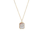 Colored Heart CZ & Mother of Pearl Dog Tag Necklace