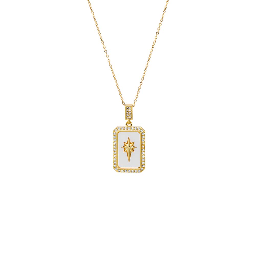 Pavé Elongated Starburst Dog Tag Necklace