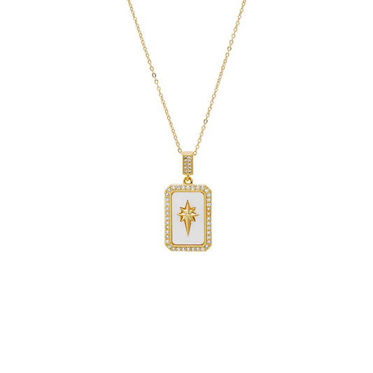 Pavé Elongated Starburst Dog Tag Necklace
