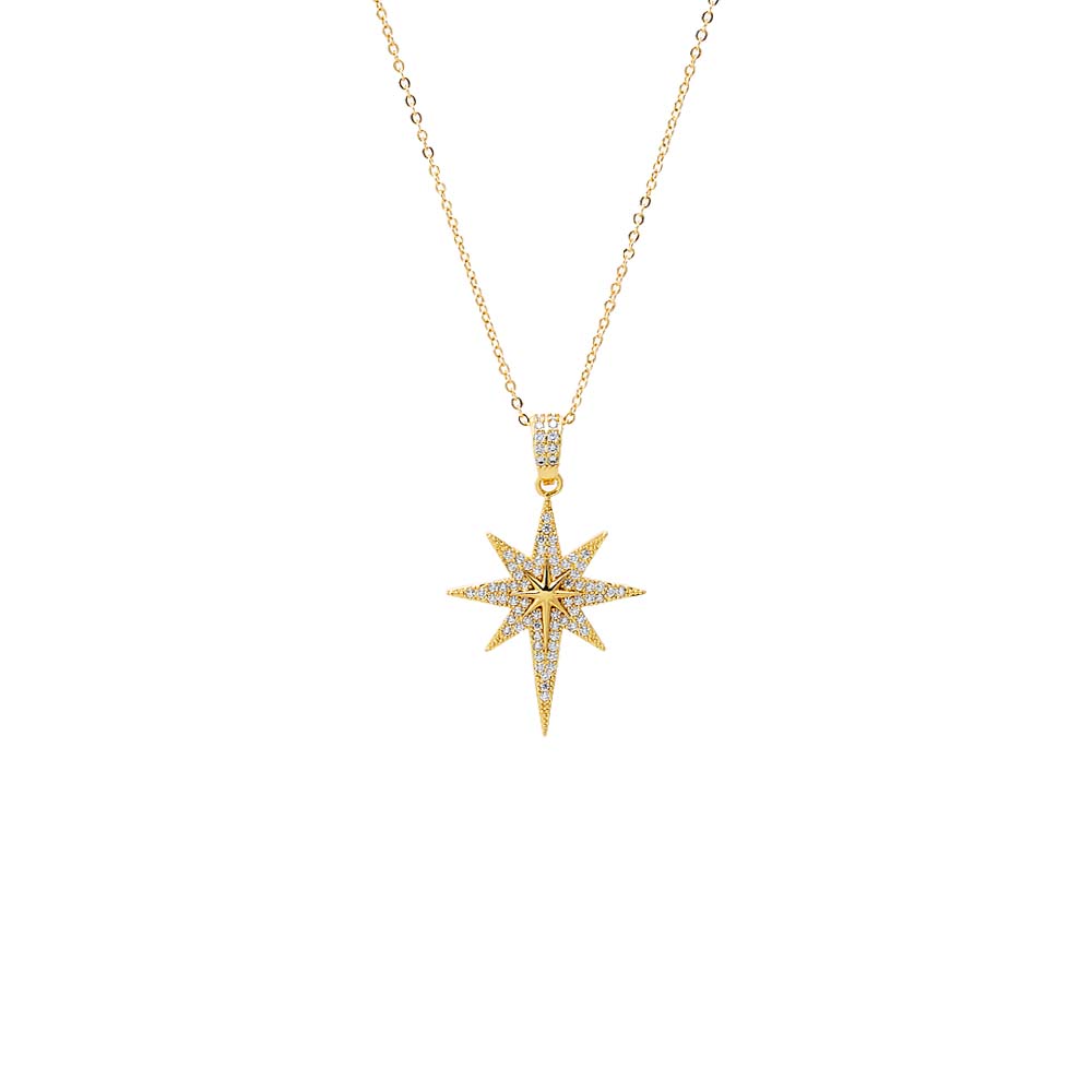 Pavé Elongated Starburst Pendant Necklace