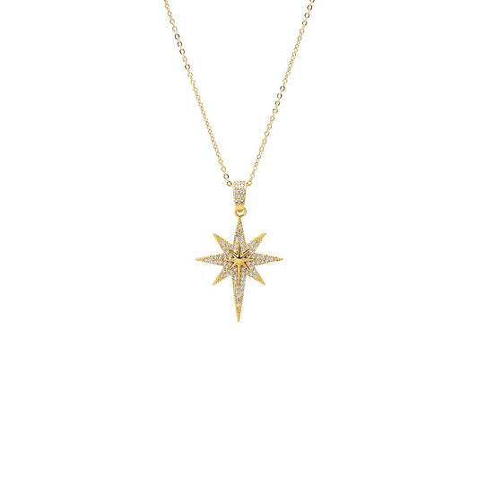 Pavé Elongated Starburst Pendant Necklace