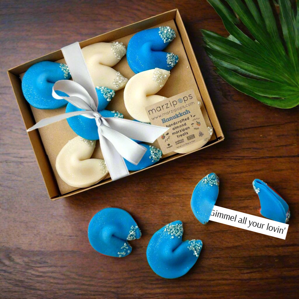 Marzipan Sparkly Hanukkah Fortune Cookies