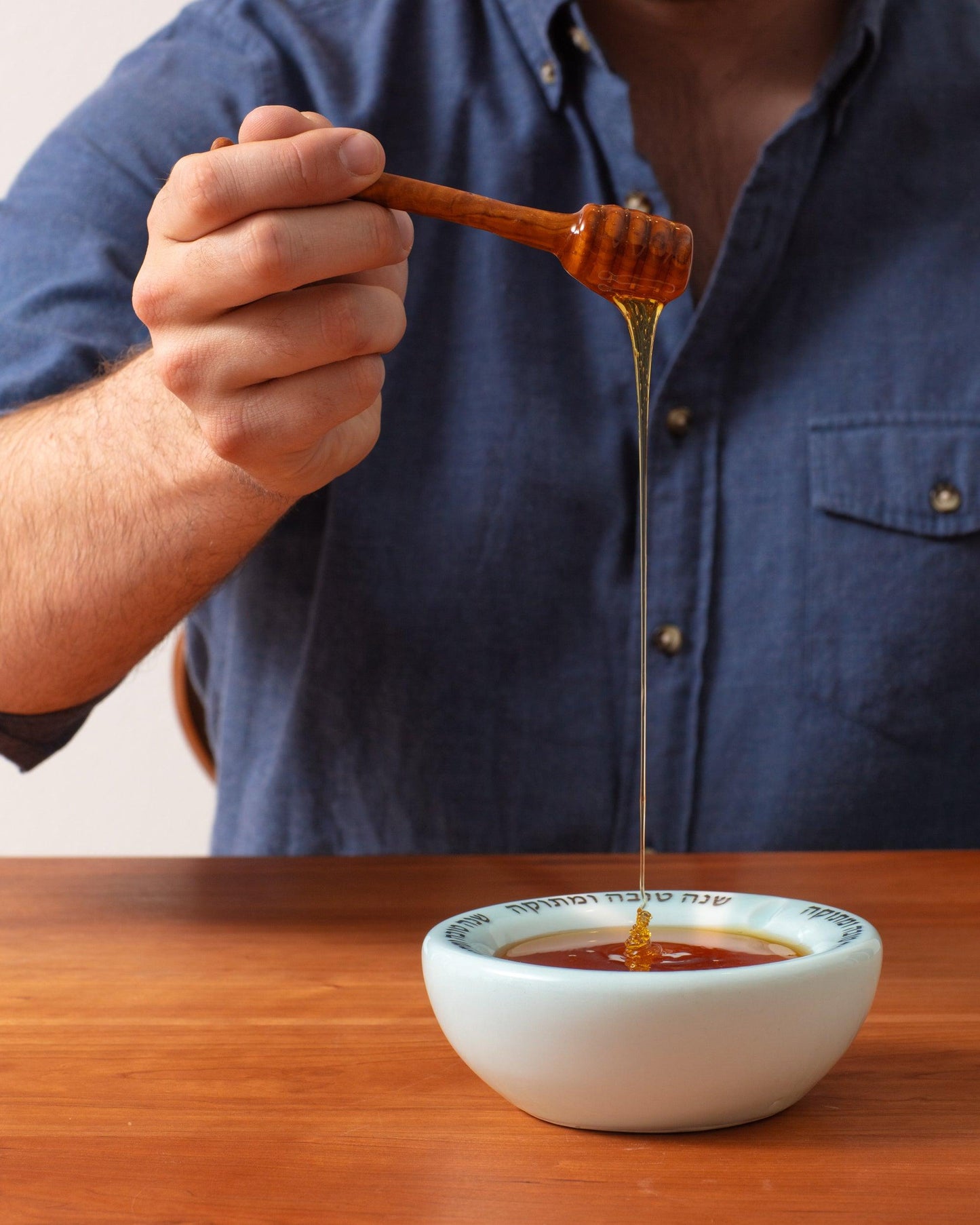 Rosh Hashanah Honey Pot with Olive Wood Dipper