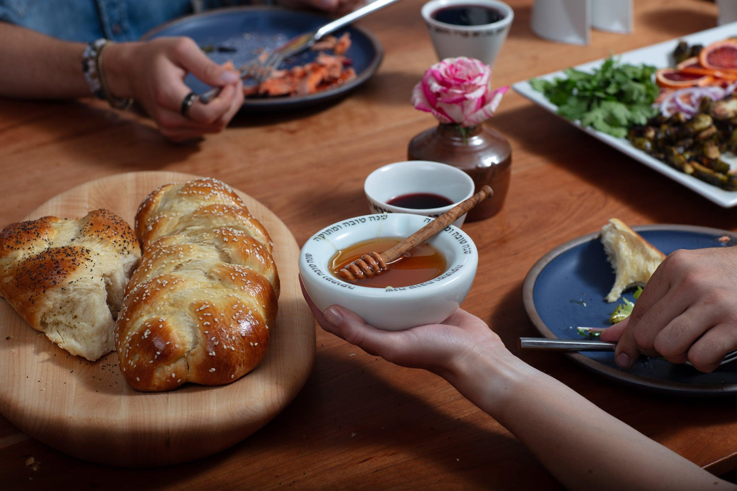 Rosh Hashanah Honey Pot with Olive Wood Dipper