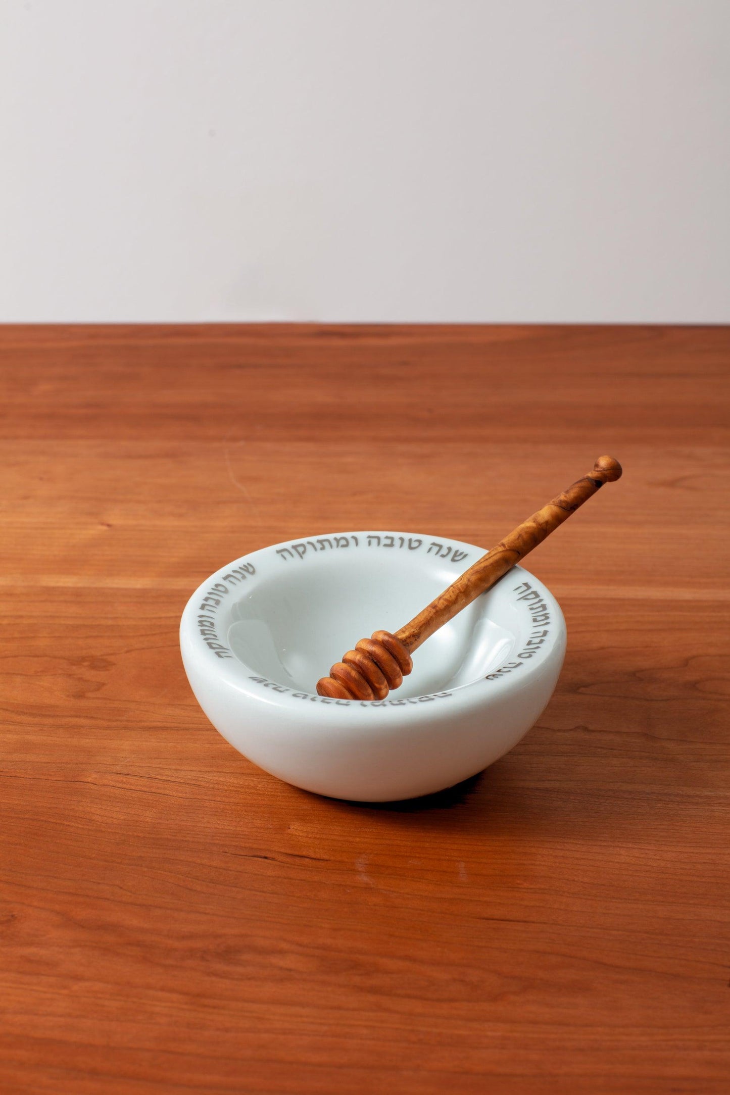 Rosh Hashanah Honey Pot with Olive Wood Dipper