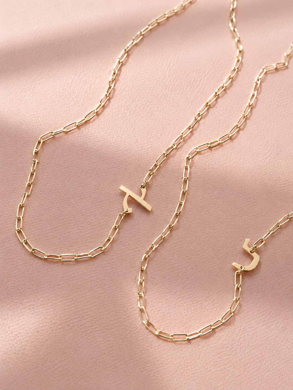 Hebrew Initial Paperclip Necklace