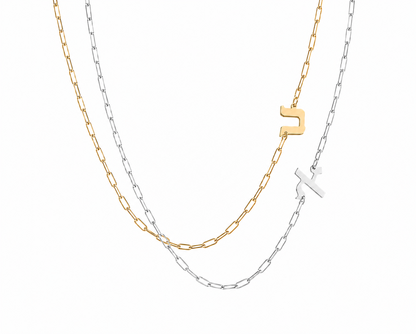 Hebrew Initial Paperclip Necklace