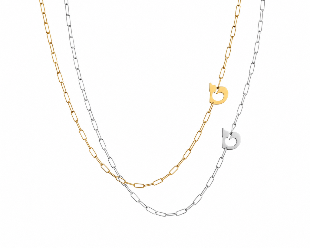 Hebrew Initial Paperclip Necklace