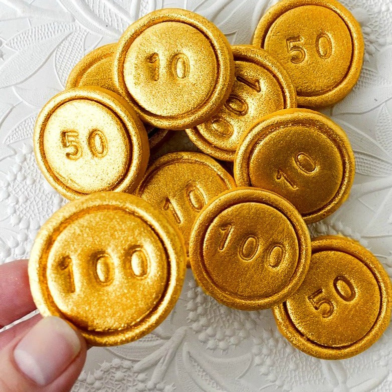 Marzipan Hanukkah Gold Gelt Tiles