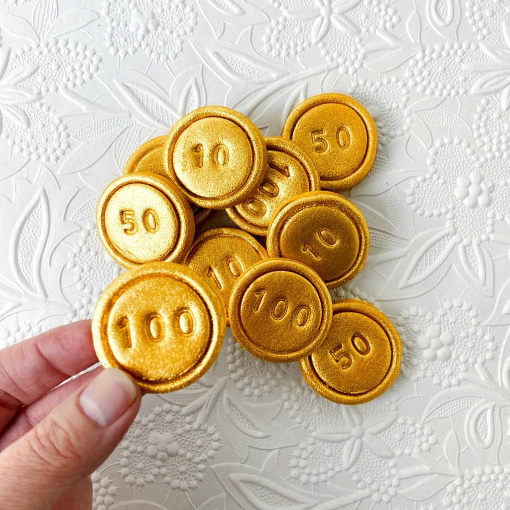 Marzipan Hanukkah Gold Gelt Tiles