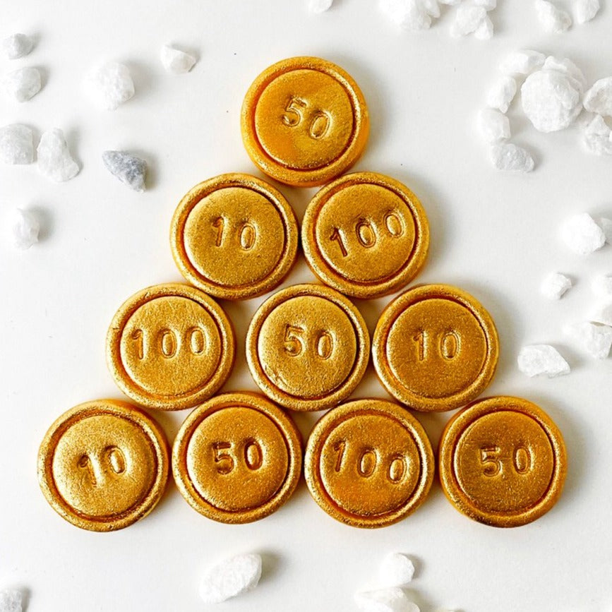 Marzipan Hanukkah Gold Gelt Tiles