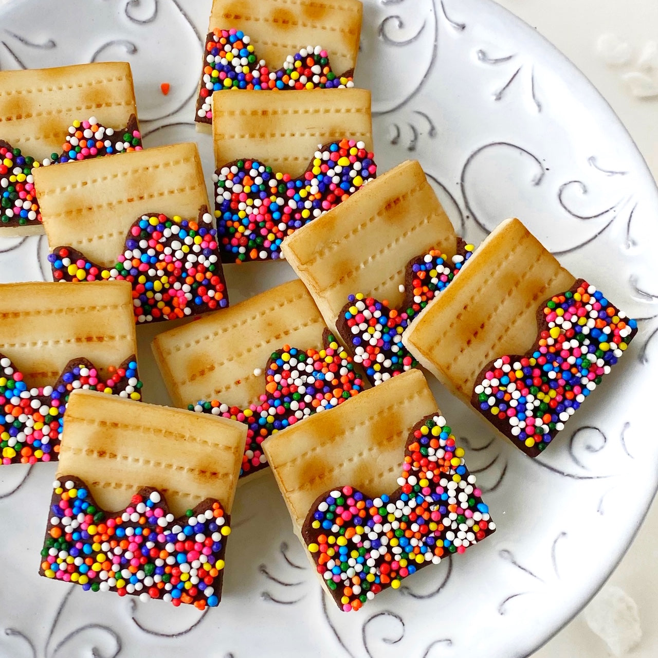 Rainbow Sprinkle Matzah Tiles