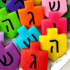 Colorful Marzipan Hanukkah Dreidel Tiles