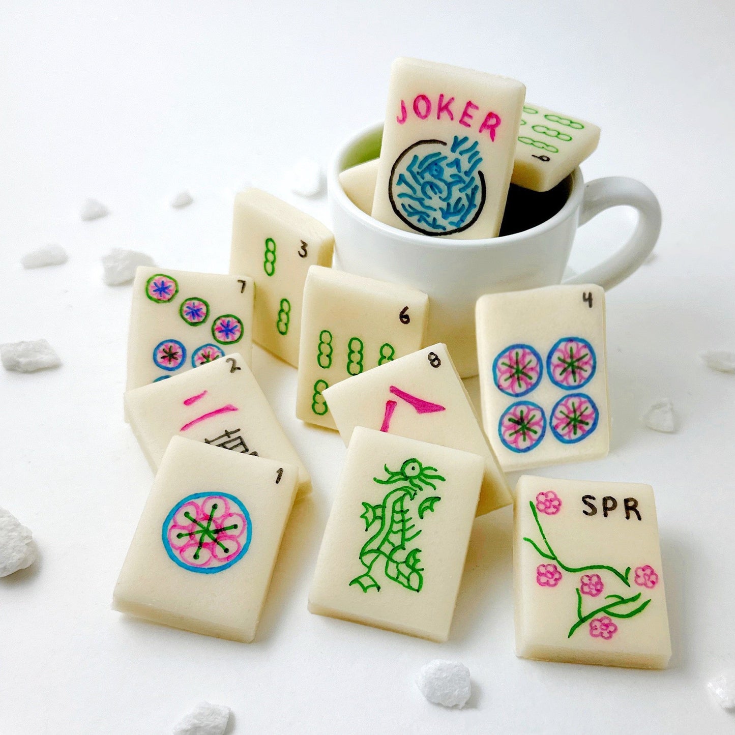 Spring Mahjong Tiles – Marzipan Game Treats