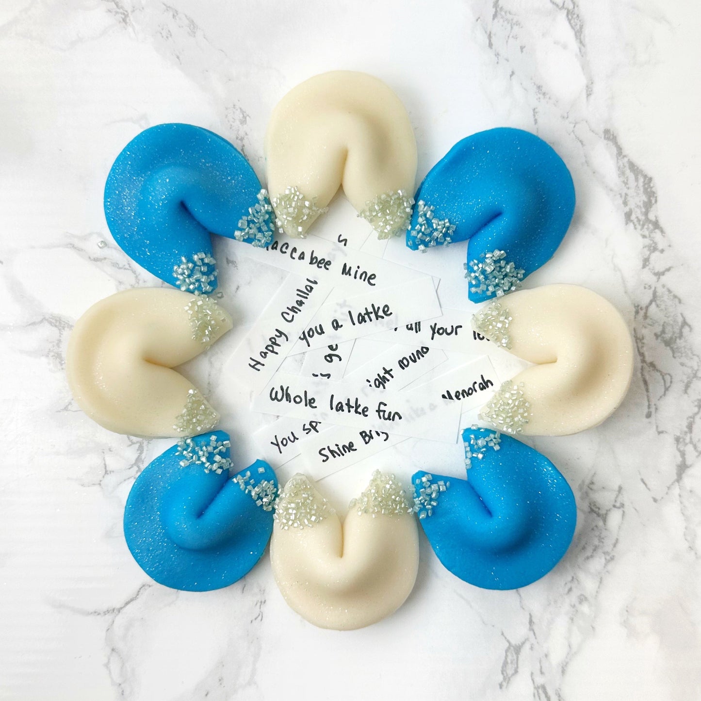 Marzipan Sparkly Hanukkah Fortune Cookies