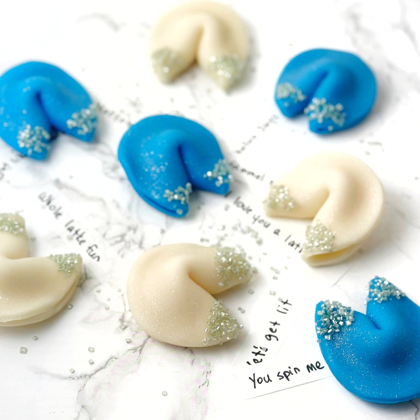 Marzipan Sparkly Hanukkah Fortune Cookies