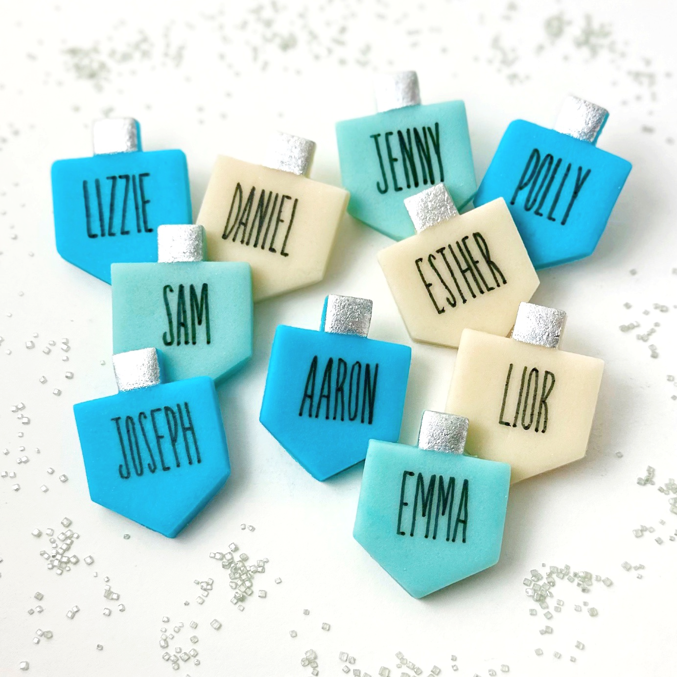 Personalized Marzipan Hanukkah Dreidels