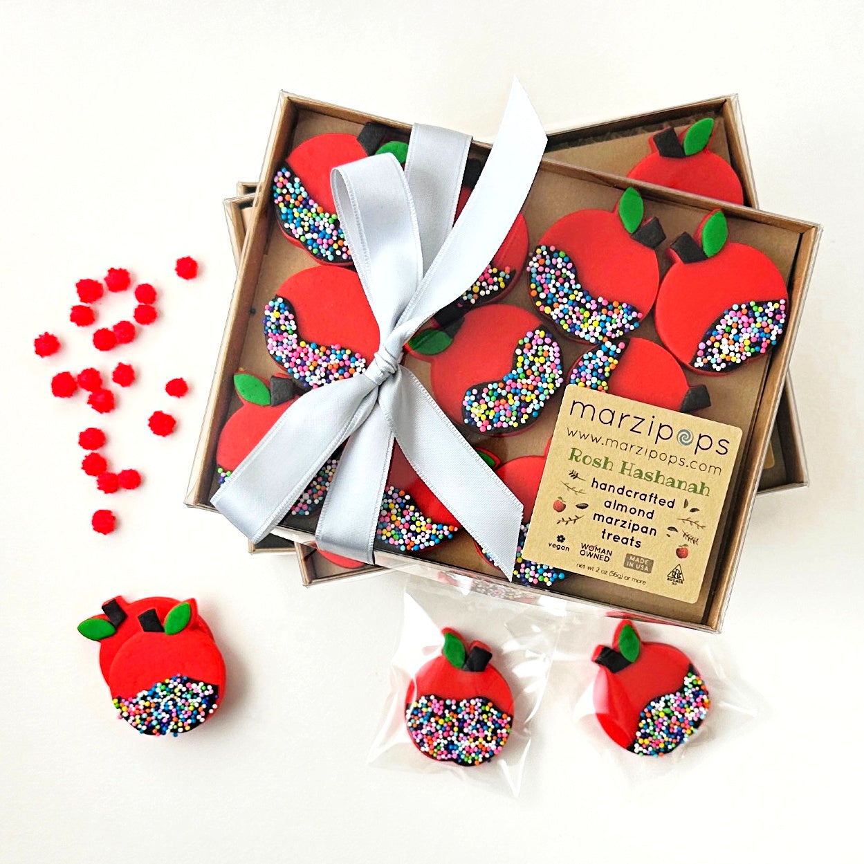 Rainbow Sprinkle Apples – Marzipan Holiday Treats